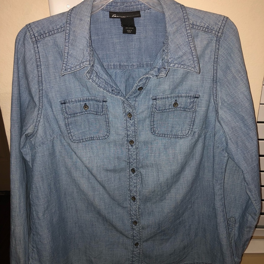 Denim long sleeve blouse